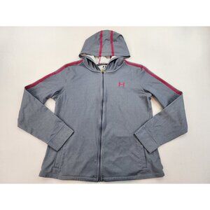 UNDER ARMOUR Storm Full Zip Up Gray Red Hooded Sweatshirt Hoodie Women's Size L